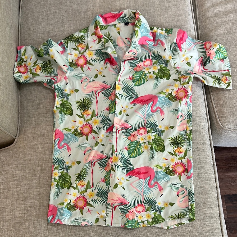 Tropical Flamingo Print Shirt and Shorts